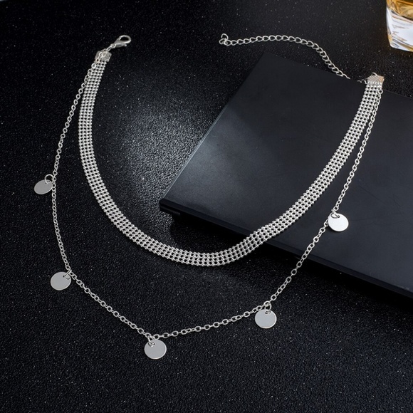 4/$30 Layered Gold Sequin Coin Choker Necklace - Picture 4 of 6